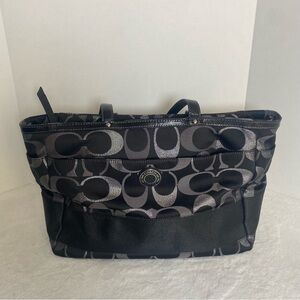 Coach Black and Silver Signature Tote Bag